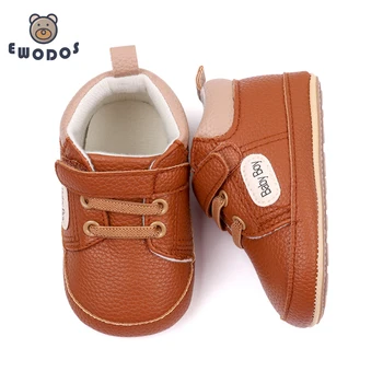 EWODOS/ кроссовки из искусственной кожи для маленьких мальчиков, повседневная обувь с буквенным принтом, милые детские туфли на плоской подошве, дышащая обувь для прогулок для новорожденных