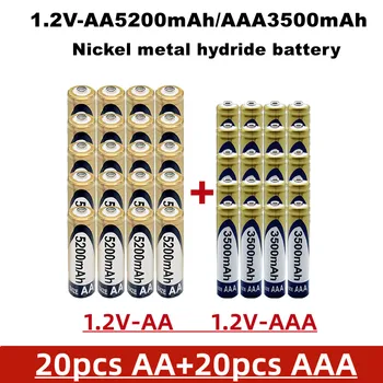 Аккумуляторная батарея Aa + aaa 1.2В, 5200 мАч / 3500 мАч, изготовлена из никель-металлогидрида, подходит для игрушек, часов и т.д., продается в упаковках.