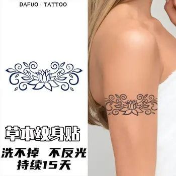 Временная татуировка, сексуальная повязка с Лотосом, наклейка с татуировкой из травяного сока, Тату, Милый фестиваль, поддельные татуировки для женщин, наклейки Hotwife