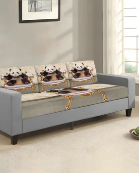 Панда, сидящая на диване, ретро-чехол для диванной подушки, протектор для дивана, Эластичный Моющийся съемный чехол для дивана, Эластичные чехлы