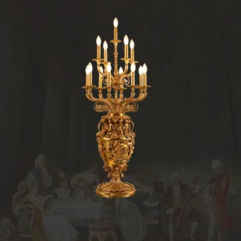Французская антикварная декоративная настольная лампа из депарафинизированной меди, гостиная в европейском стиле, Большая латунная свеча, настольные лампы