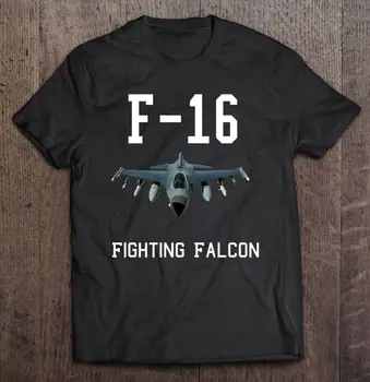 Футболка с реактивным истребителем F-16 Fighting Falcon, повседневная хлопковая летняя рубашка с круглым вырезом и коротким рукавом